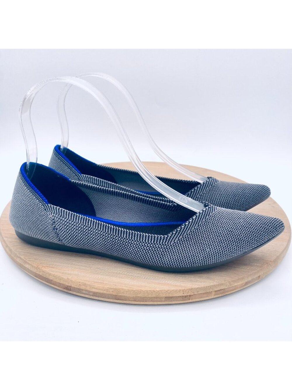 Rothys The Point Shoes Womens 7 Blue Gray Knit Sporty Comfort Ballet Flats